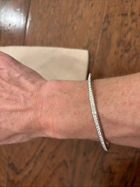 Sterling Silver CZ Tennis Bangle Bracelet in Silver